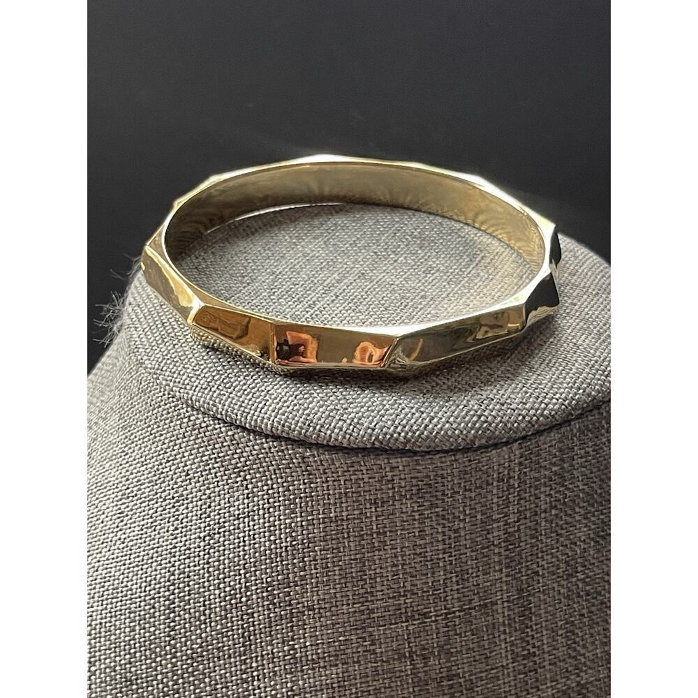 Gold Tone Chunky Bangle Bracelet Octagon Stackable Capsule Career Minimalist